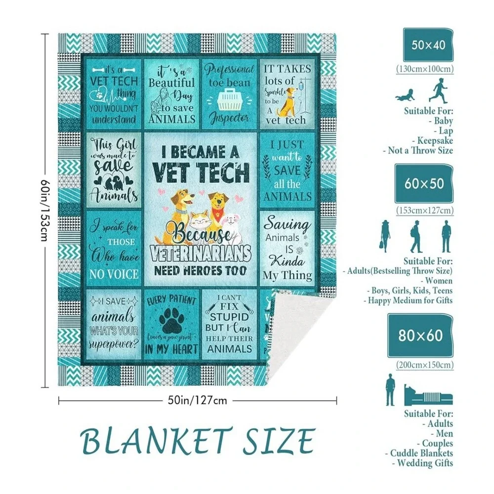 Vet Tech Gifts - Blanket Appreciation Gifts for‎ Women - 50x60 Inches